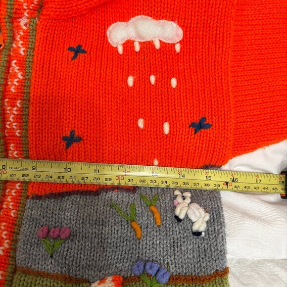 Vintage Peru Knit Kids Sweater Jacket Hoodie Zip Front 1980s - Picture 9 of 14
